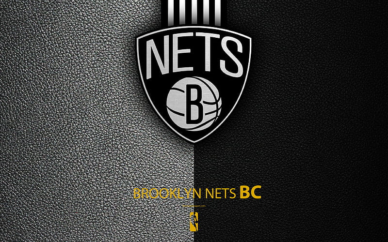 Brooklyn Nets logo, basketball club, NBA, basketball, emblem, leather texture, National Basketball Association, Brooklyn, New York, USA, Atlantic Division, Eastern Conference, HD wallpaper