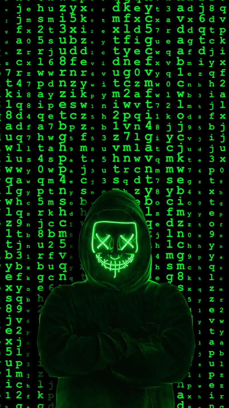 hacker matrix, faceless, glow, hayatikdrgl, light, live, mask, move, orange, time, HD phone wallpaper