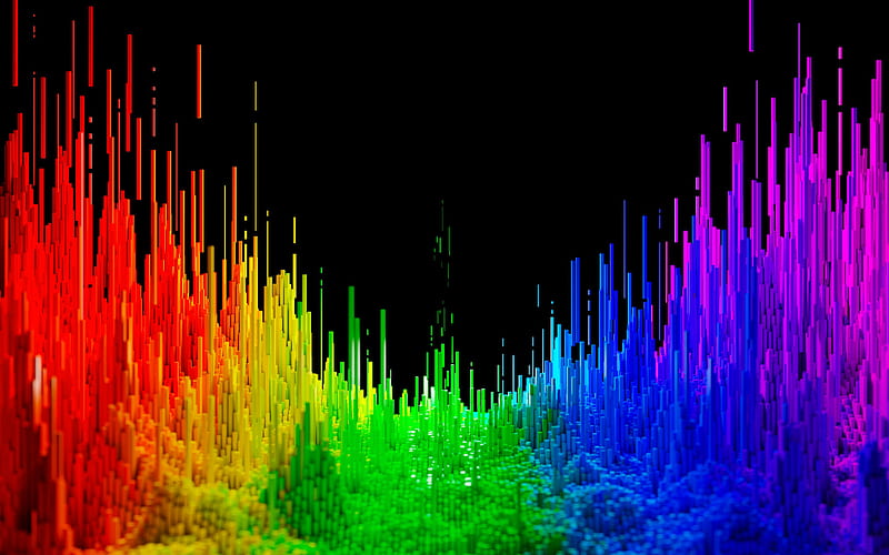 colorful 3D bar graph, music concepts, 3D art, creative, colorful diagram, sound waves, 3D waves, HD wallpaper