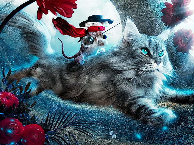 The Cat & The Mouse, running, nice, cat, mouse, HD wallpaper