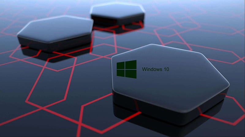 Windows 10 Logo Black Hexagons Shapes Background Windows 10, HD wallpaper