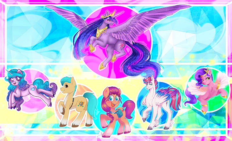 My Little Pony, My Little Pony: A New Generation, Twilight Sparkle , Sunny Starscout , Hitch Trailblazer , Izzy Moonbow , Zipp Storm , Pipp Petals, HD wallpaper