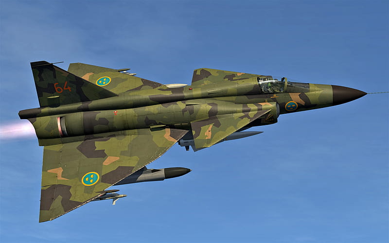 Saab 37 Viggen, swedish fighter, Swedish Air Force, combat aircraft, military aircraft, SAAB, Swedish Armed Forces, HD wallpaper