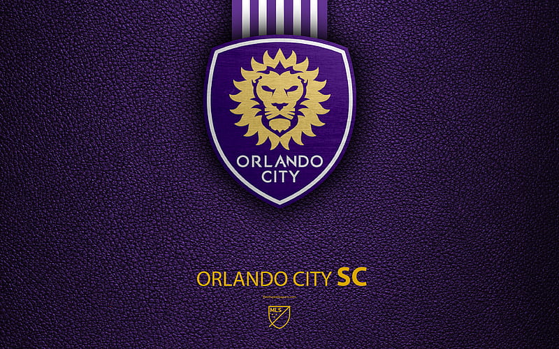 Orlando City FC American soccer club, MLS, leather texture, logo, emblem, Major League Soccer, Orlando, Florida, USA, football, MLS logo, HD wallpaper