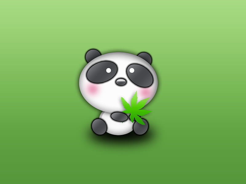 Cute Cartoon Panda, panda, green, bear, black, white, leaf, HD wallpaper |  Peakpx