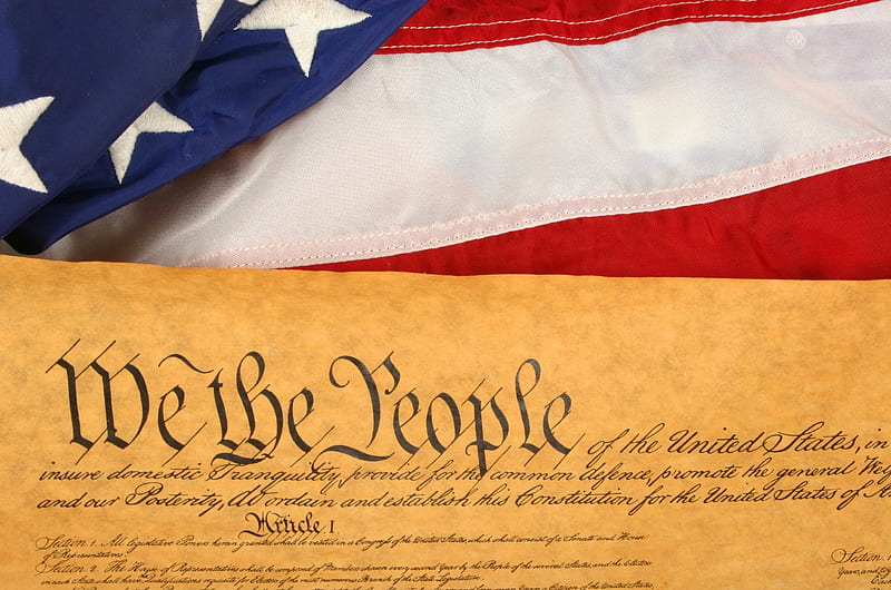 We The People, declaration of independence, us constitution, american flag, HD wallpaper