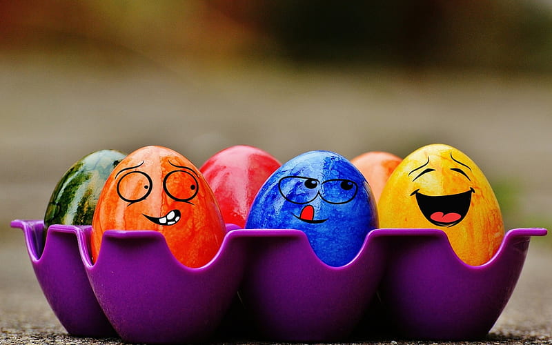 Happy Easter!, colorful, egg, funny, easter, card, HD wallpaper