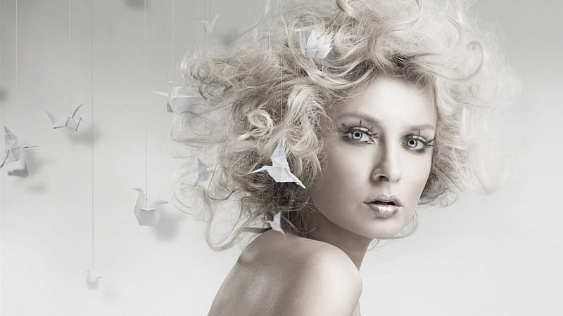 white beauty, hairstyle, beauty, wearing, white, HD wallpaper