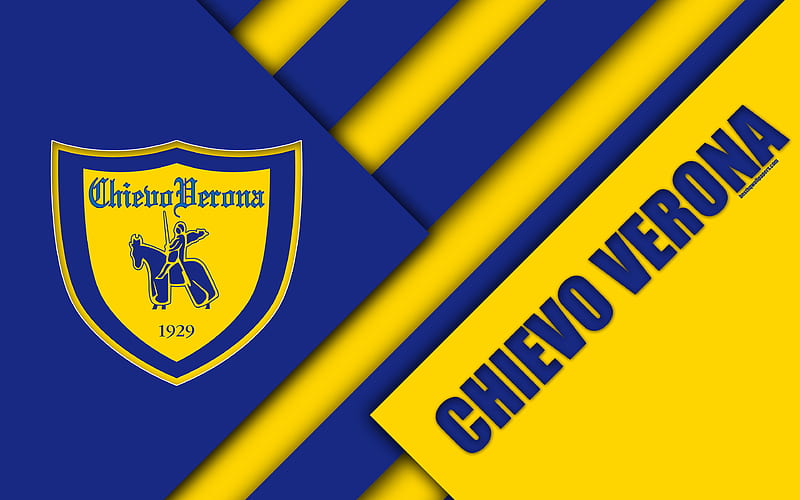 Chievo Verona FC, logo material design, football, Serie A, Chievo, Italy, yellow blue abstraction, Italian football club, HD wallpaper