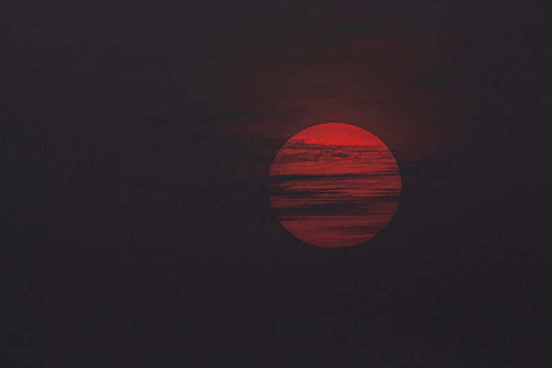 red full moon view, HD wallpaper