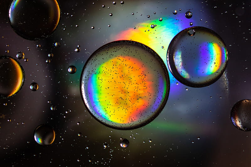 bubbles, round, macro, multicolored, HD wallpaper