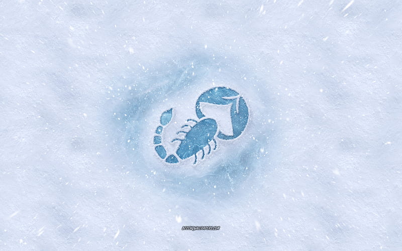 Scorpion zodiac sign, winter concepts, snow texture, snow background, Scorpion sign, winter art, Scorpion, HD wallpaper