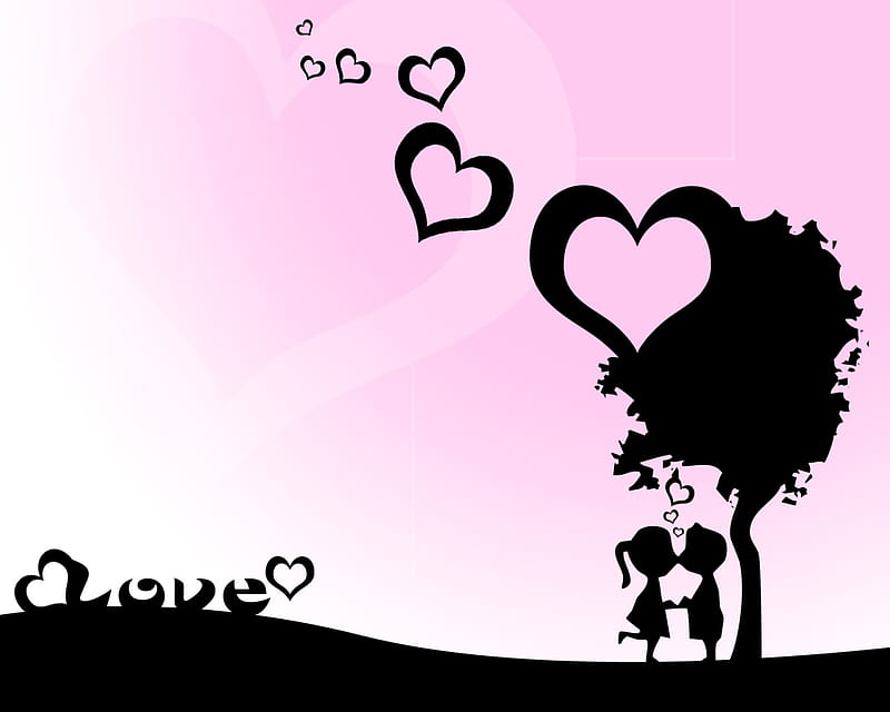 Love !!!, 3d-art, romance, children, black, abstract, tree, love, pink,  emotion, HD wallpaper | Peakpx