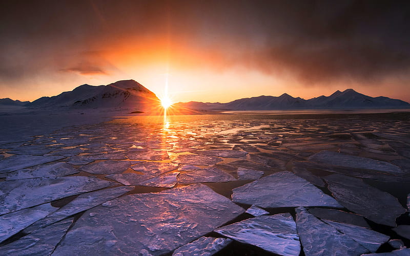 Midnight sun Svalbard Norway Bing, HD wallpaper