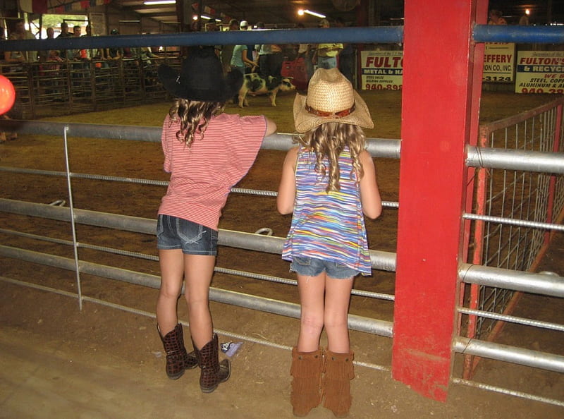 Cowgirl Beginners, female, hats, boots, ranch, children, fun, barn, rodeo, cowgirls, girls, western, HD wallpaper