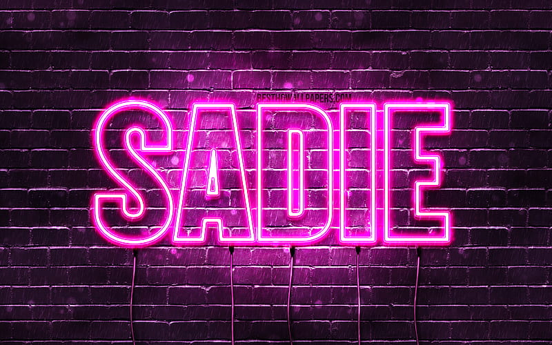 Sadie with names, female names, Sadie name, purple neon lights, horizontal text, with Sadie name, HD wallpaper