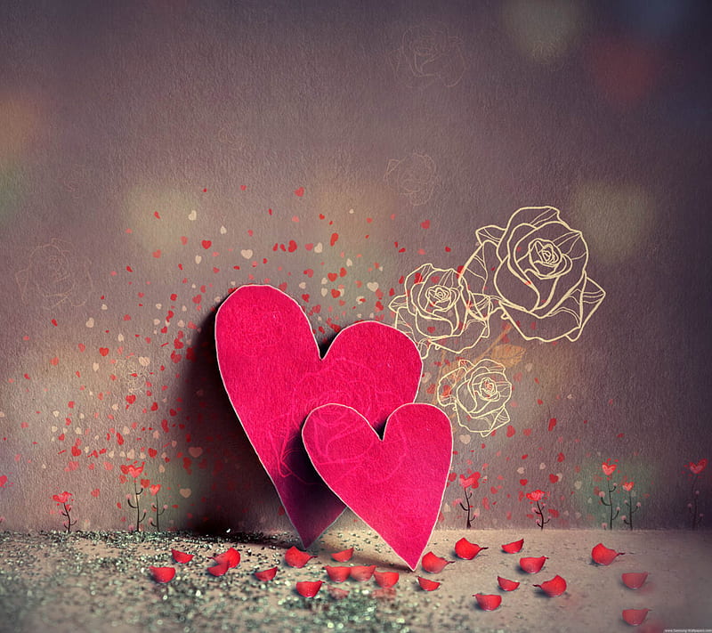 Love, corazones, red, HD wallpaper