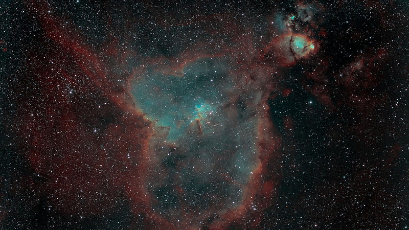 Light Red Blue Heart Nebula Glow Stars Space Sky Space, HD wallpaper