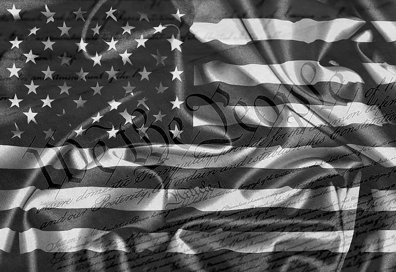 USA, america, black and white, flag, dom, independence, we the people, HD wallpaper