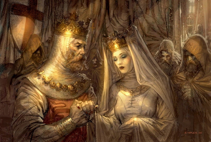 Wedding of King Richard, art, bonito, wedding, fantasy, guinevere painting, digital, king richard, HD wallpaper