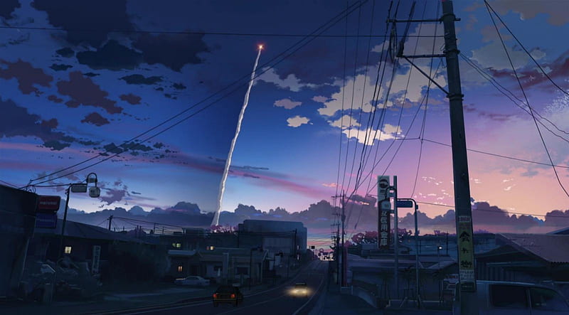 Take off, rocket, sky, road, anime, HD wallpaper