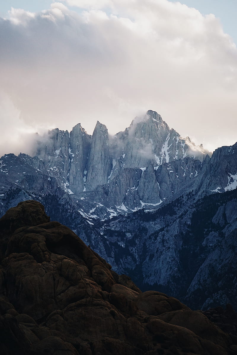 mountains, rocks, clouds, sky, mountain landscape, HD phone wallpaper