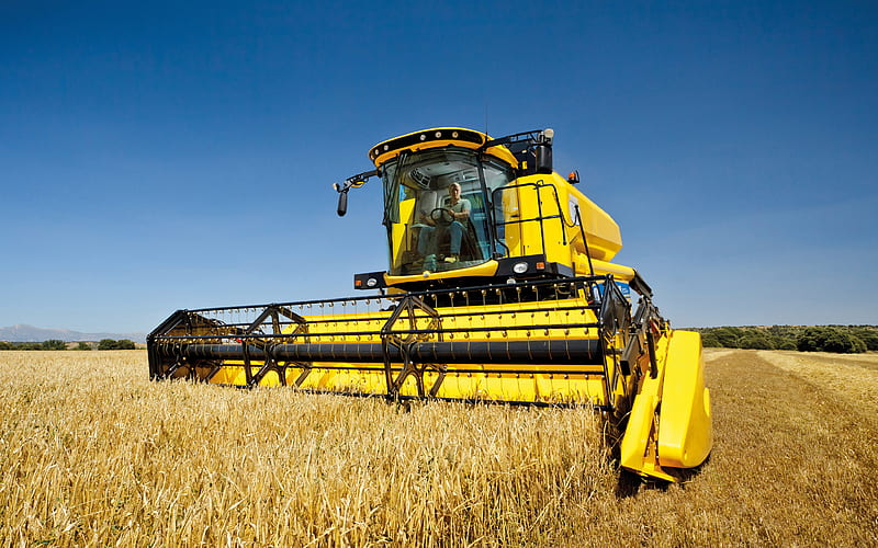 New Holland TC5 80 combine harvester, 2020 combines, wheat harvest, harvesting concepts, New Holland, HD wallpaper
