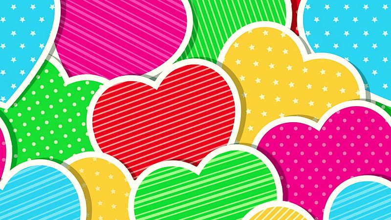 corazones, red, colorful, yellow, rainbow, valentine, card, green, heart, texture, pink, blue, HD wallpaper