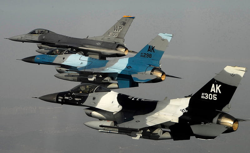 Three More Falcons, fighter, wing, aircraft, fly, recon, military, f16, jet, fast, HD wallpaper