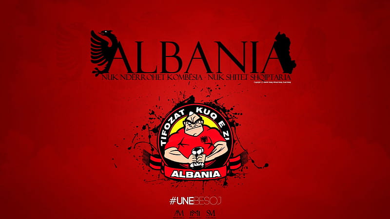 ALBANIA TIFOZAT KUQ E ZI, jemigati, shiperia, jeminje, albania, kombetarja, kuqezijeti, HD wallpaper