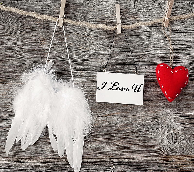 Sweet Love, angel, heart, love, romantic, wood, HD wallpaper