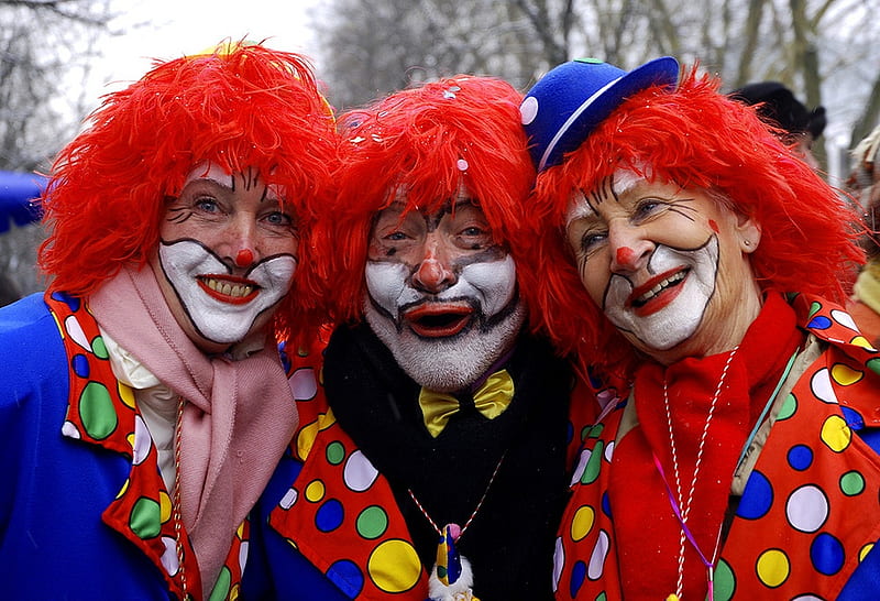 The Clowns, circus, nose, red, clown, art, scary, funny, HD wallpaper