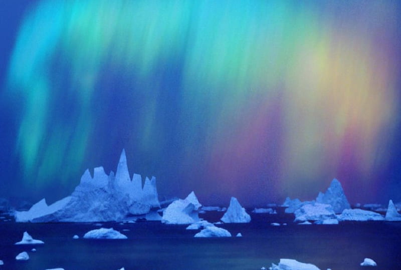 Aurora Australis, south pole, southern lights, ice flo, winter, HD wallpaper
