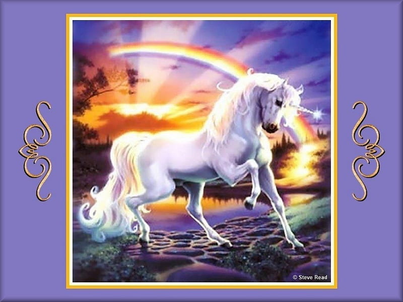 unicorn, awesome, rainbow, girl, HD wallpaper