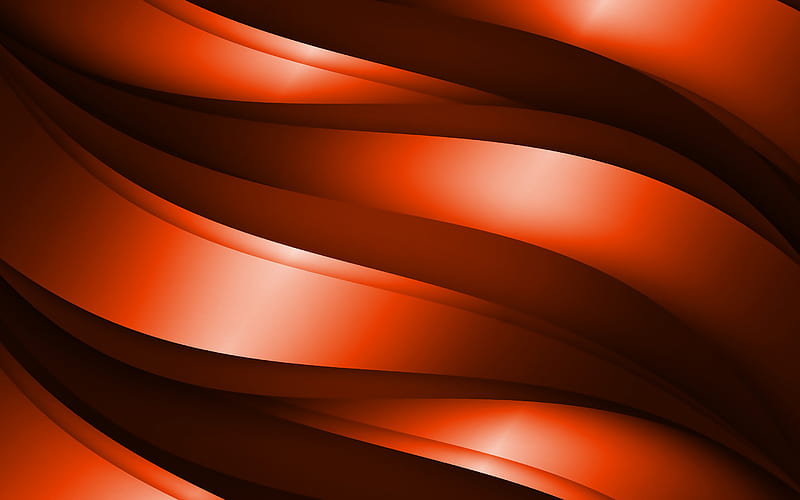 orange 3D waves, abstract waves patterns, waves backgrounds, 3D waves, orange wavy background, 3D waves textures, wavy textures, background with waves, HD wallpaper