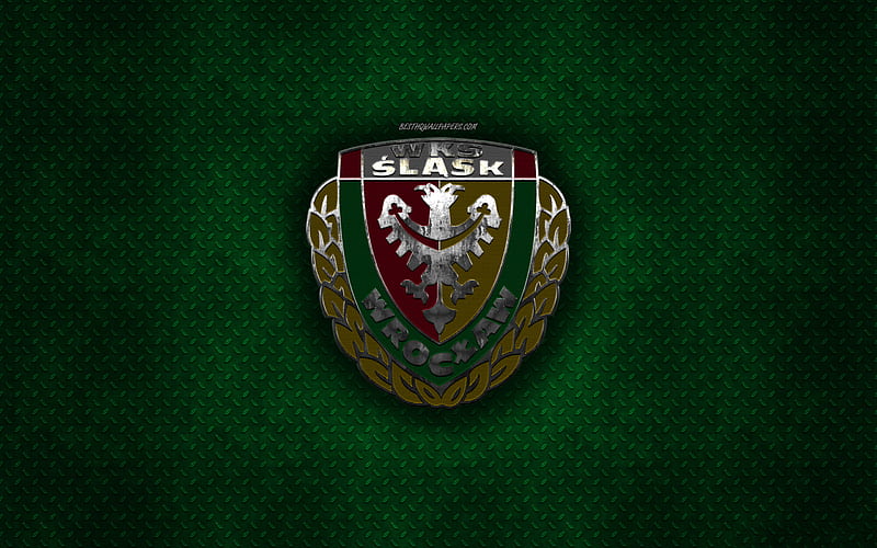 WKS Slask Wroclaw, Polish football club, green metal texture, metal logo, emblem, Wroclaw, Poland, Ekstraklasa, creative art, football, HD wallpaper