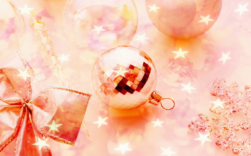 Christmas Glow, Christmas, holidays, winter, sparkle, graphy, peach, Yule, pink, Ornaments, HD wallpaper