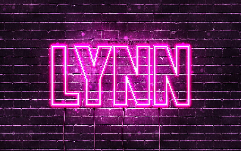 Lynn with names, female names, Lynn name, purple neon lights, Happy Birtay Lynn, popular dutch female names, with Lynn name, HD wallpaper