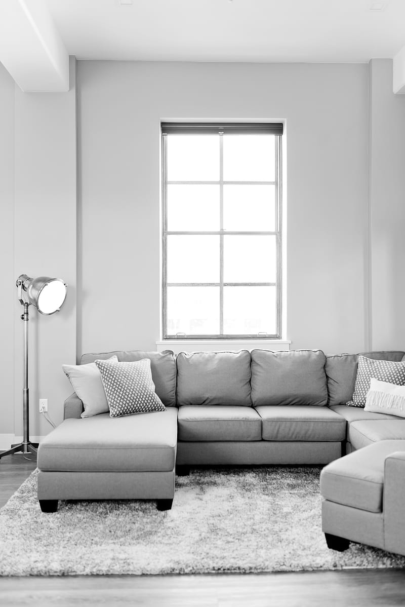 gray fabric sectional sofa, HD phone wallpaper