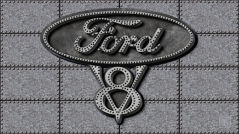 Vintage Ford V-8 old steel Logo-2, Ford Oval, Ford Motors Logo, Ford Emblem, Ford Emblem Background, Ford Logo , Vintage Ford, HD wallpaper