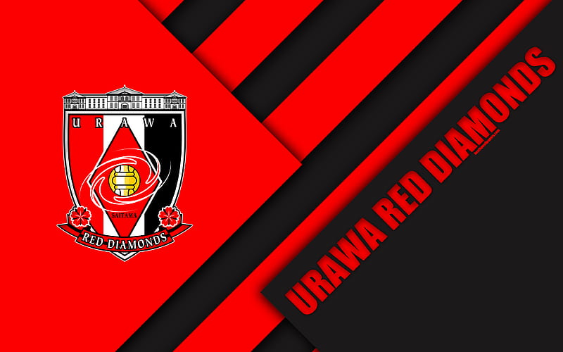 Urawa Red Diamonds FC material design, Japanese football club, red black abstraction, logo, Saitama, japan, J1 League, Japan Professional Football League, J-League, HD wallpaper