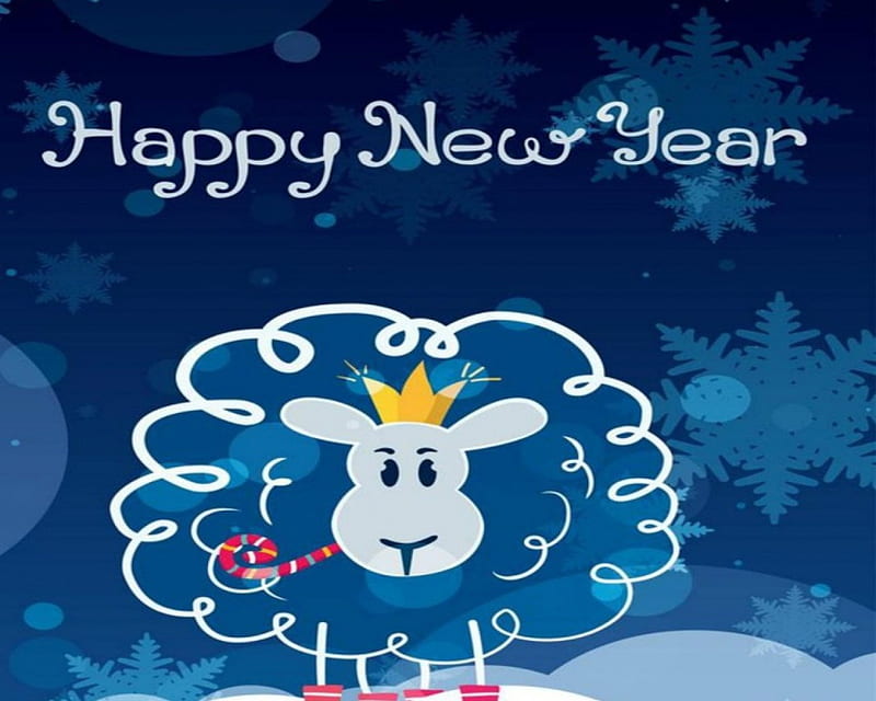Happy New Year, sheep, New year, abstract, 2015, HD wallpaper