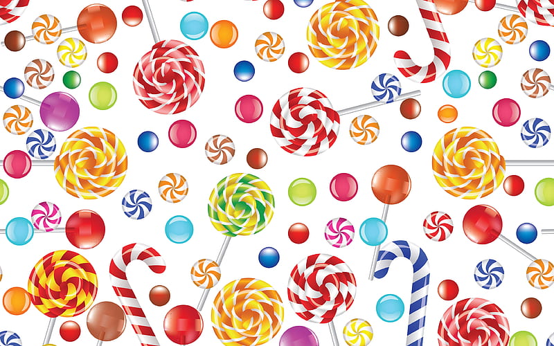 cartoon lollipop pattern background with lollipop, candy patterns, creative, lollipop textures, kids textures, cartoon lollipop background, candy canes, lollipop patterns, kids backgrounds, HD wallpaper