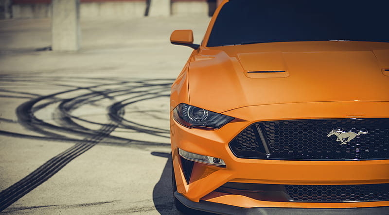 Ford Mustang Ultra, carros, Ford, Orange mustang, supercars, drifting, HD wallpaper