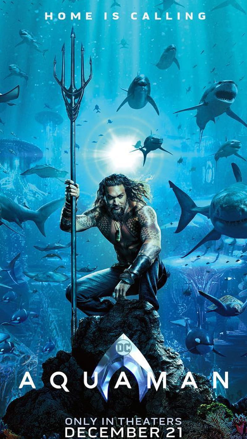 Aquaman first poster, atlantis, dc, dceu, jason momoa, king, HD phone wallpaper