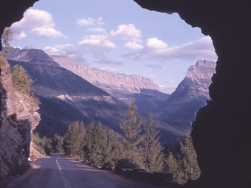 End of the Tunnel, mountain, tunnel, sky, trees, HD wallpaper