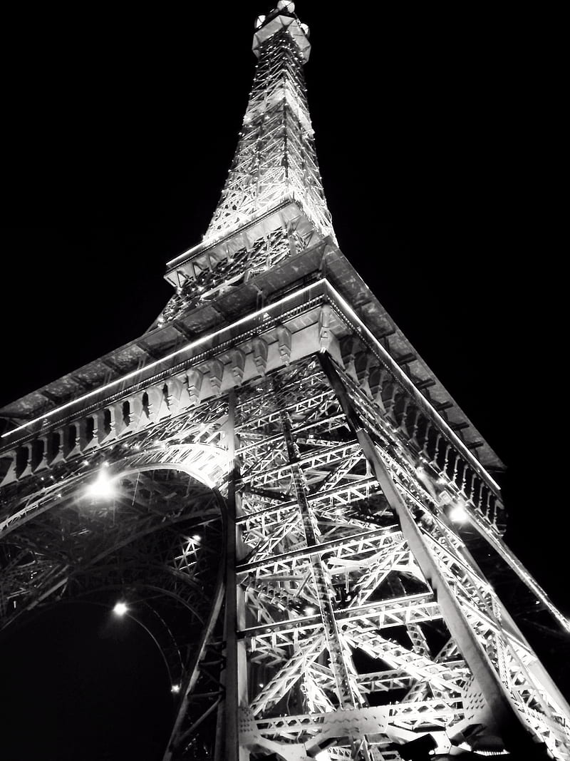 Eiffel Tower Lahore, bahria town, black and white, eiffel tower, night, paris, turquoise, HD phone wallpaper