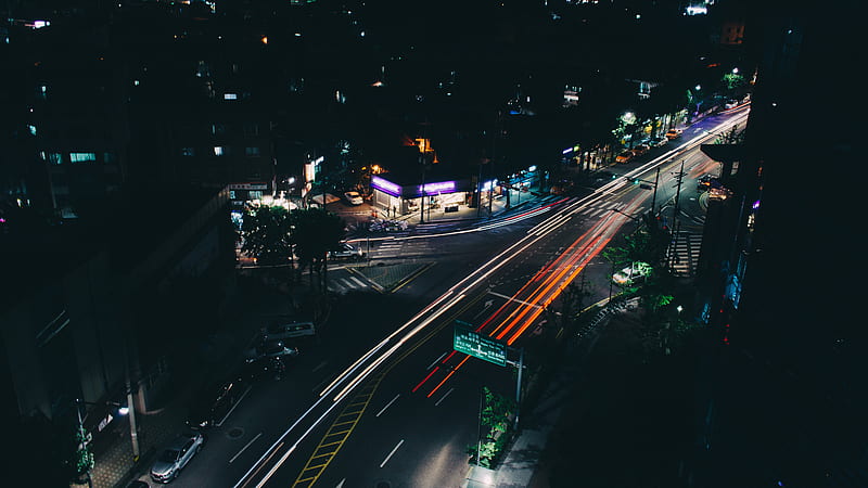 timelapse graphy of vehicle passing on road at nighttime, HD wallpaper