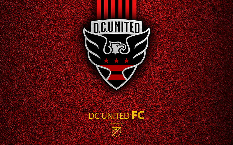 DC United FC American soccer club, MLS, leather texture, logo, emblem, Major League Soccer, Washington, USA, football, MLS logo, HD wallpaper