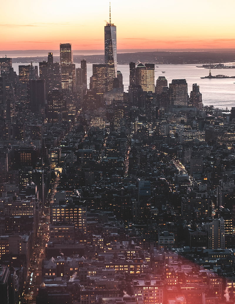 city, buildings, aerial view, metropolis, new york, usa, HD phone wallpaper